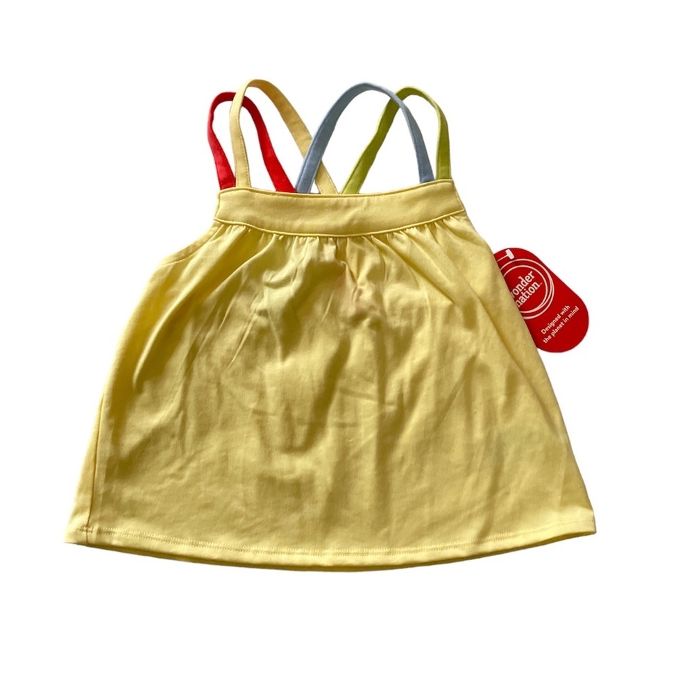 Wonder Nation Yellow Girls colorful strap elastic back tank top Size XS (4-5)